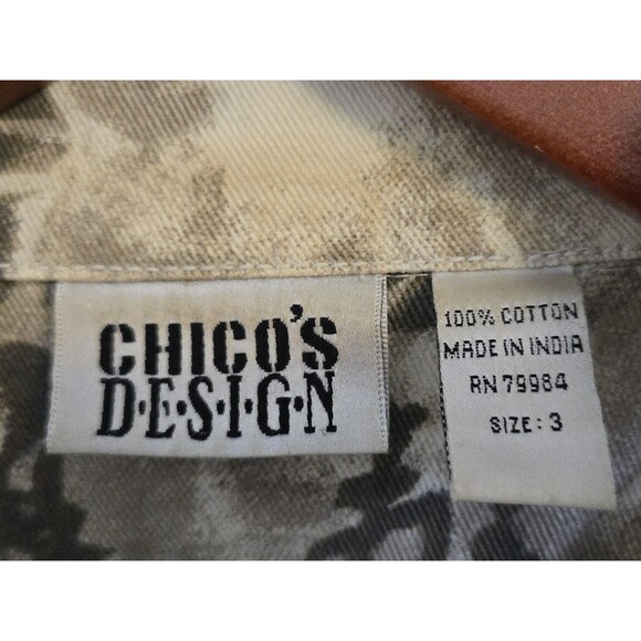 Vtg Chicos Design Jacket Womens Button Denim Shirt All Over Floral Asian Sequin - Picture 4 of 8